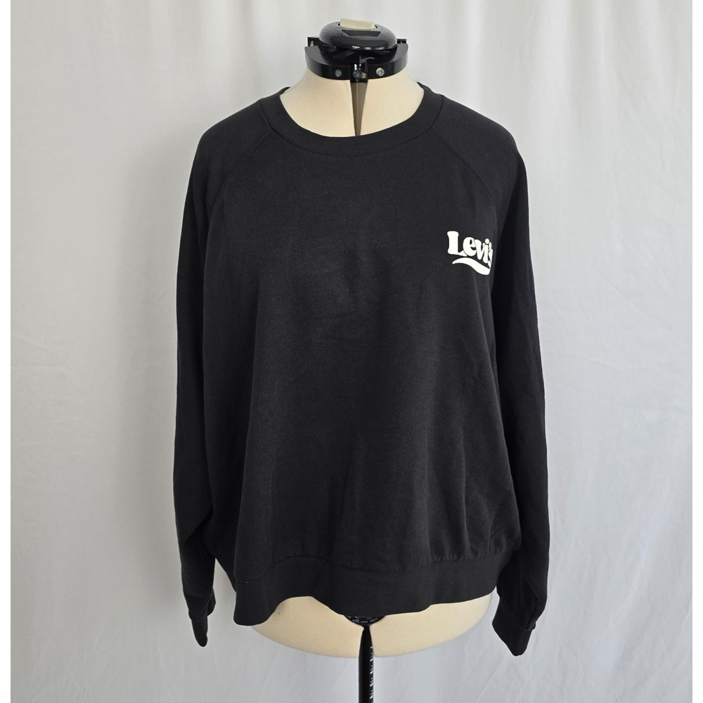 Levi's Logo Sweatshirt Women's 3X Black & White Long Sleeve Crew Neck NWT